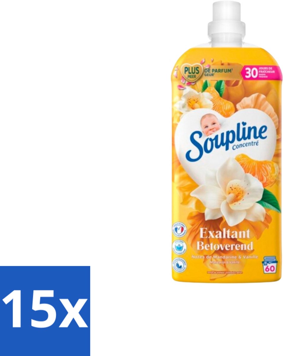 Soupline – Wasverzachter – Betoverend Mandarijn & Vanille – 1,28 L - Bulkverpakking - 15 stuks