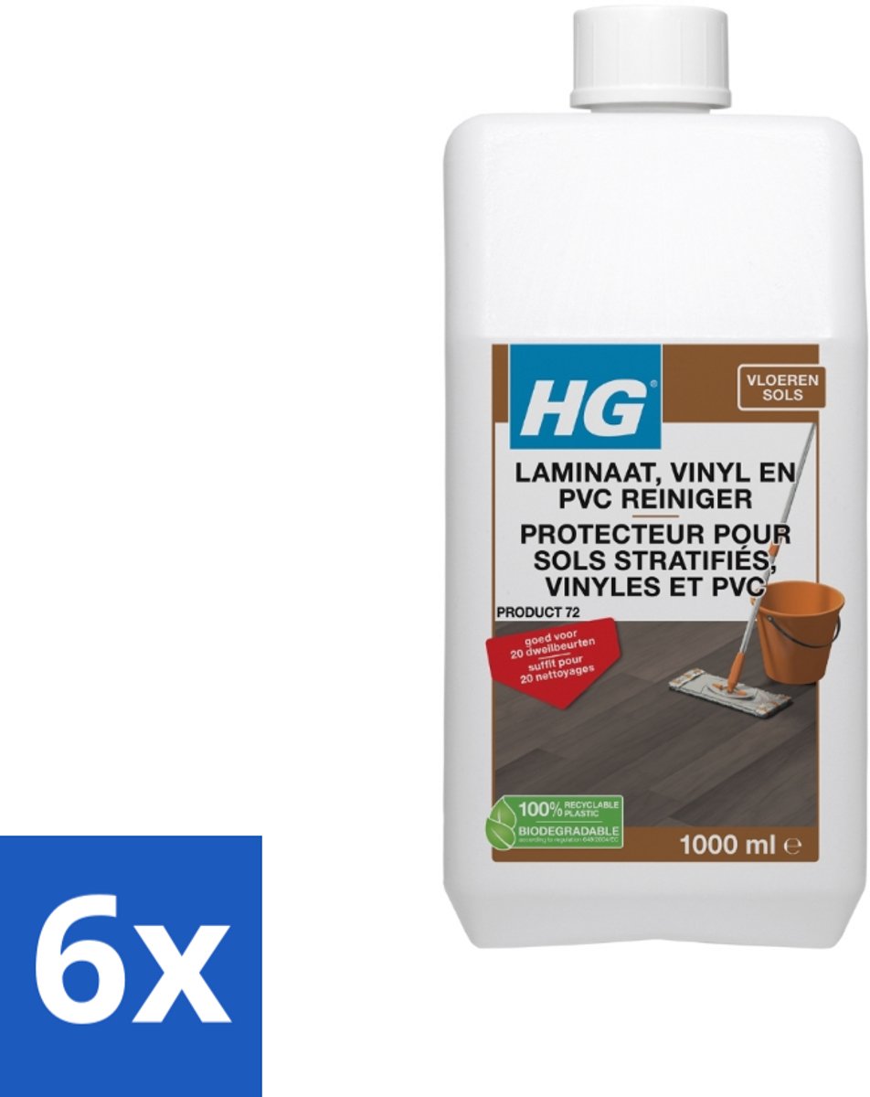6 x HG Laminaat Reiniger 1 liter - Laminaatvloer Reiniger - Vloerreiniger - Laminaat Schoonmaak - HG Reiniger - Dweilreiniger