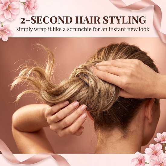 Natuurlijke valse haarknot met elastiek voor dames, eenvoudig te stylen, gladde synthetische haarverlengingen voor extra volume en een trendy look, kleur 12H24 — afbeelding 4