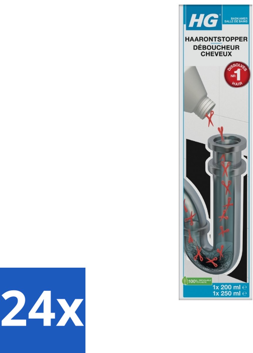 24 x HG Haarontstopper 450 ml - Haarontstopper - Badkamer Verstopping - Doucheput Verstopping - Wasbak Verstopping - Bad Verstopping