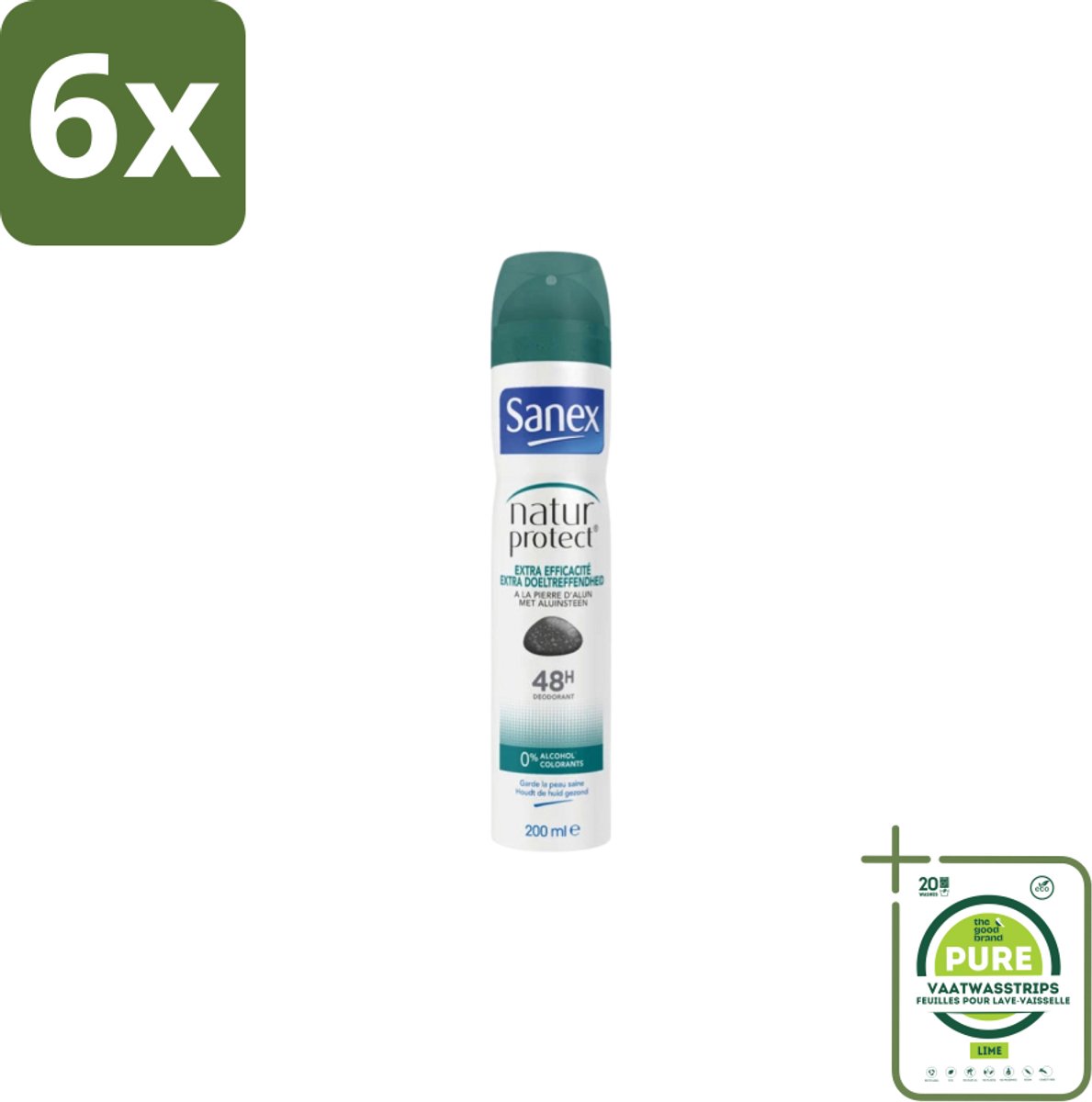 Sanex – Deodorant Spray – Aluinsteen – 200 ml - Voordeelverpakking - 6 stuks - Deodorant spray - Natuurlijke deodorant