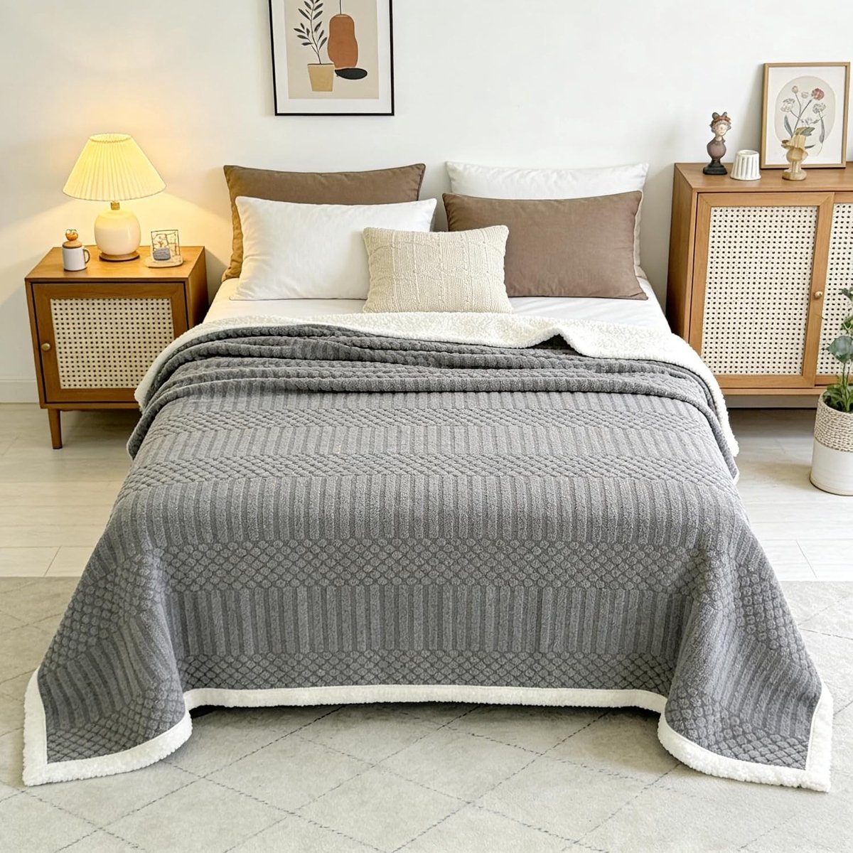 Fleece Deken - Donker Grijs - 150 x 200 cm - Dubbelzijdige Pluche Deken - Voor Bed en Bank