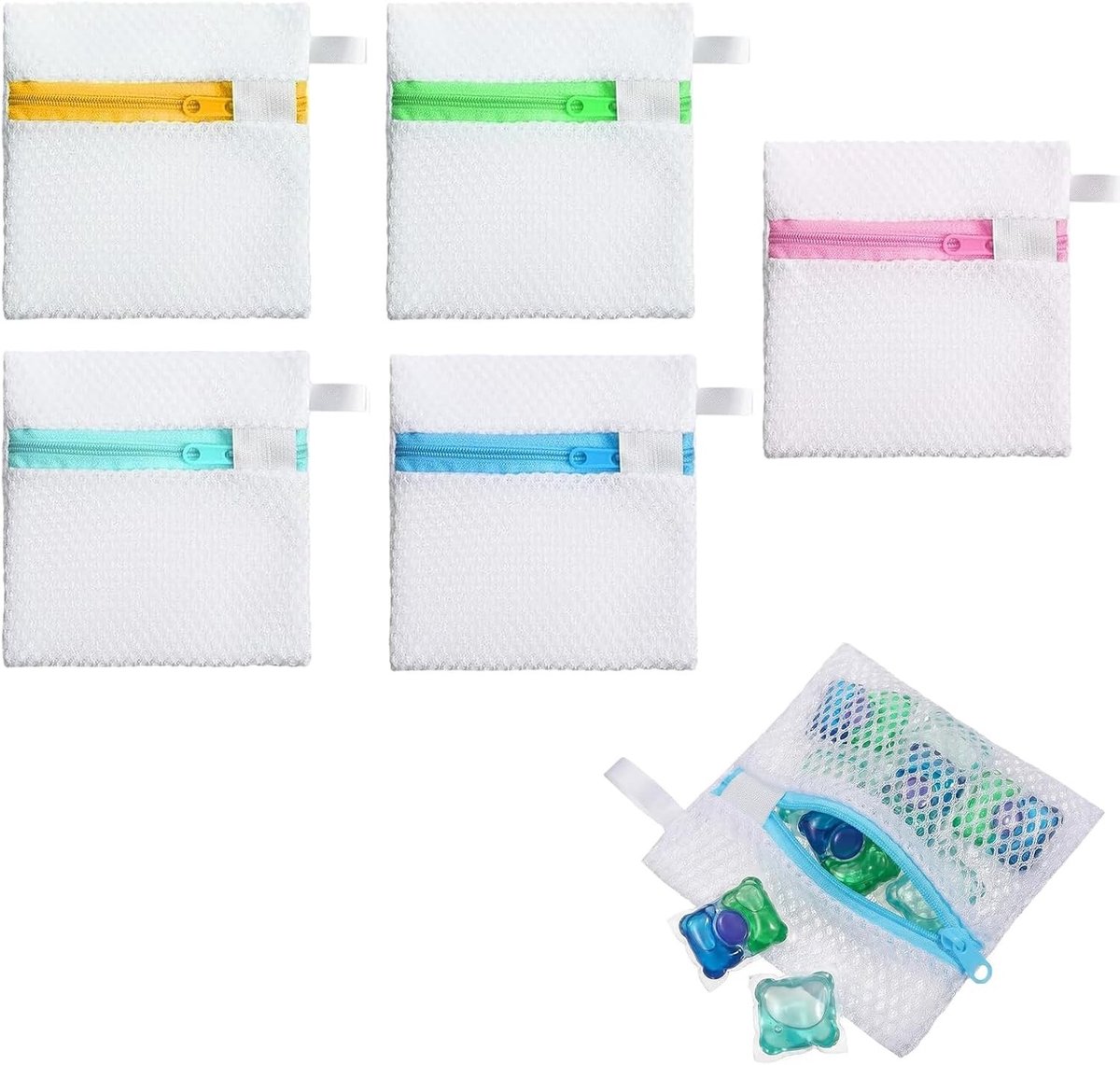 Luxe Waszakken voor Delicate Stoffen, 5 Stuks Herbruikbare Mesh Waszakken met Rits, Ideaal voor Reis en Wassen van Kleding