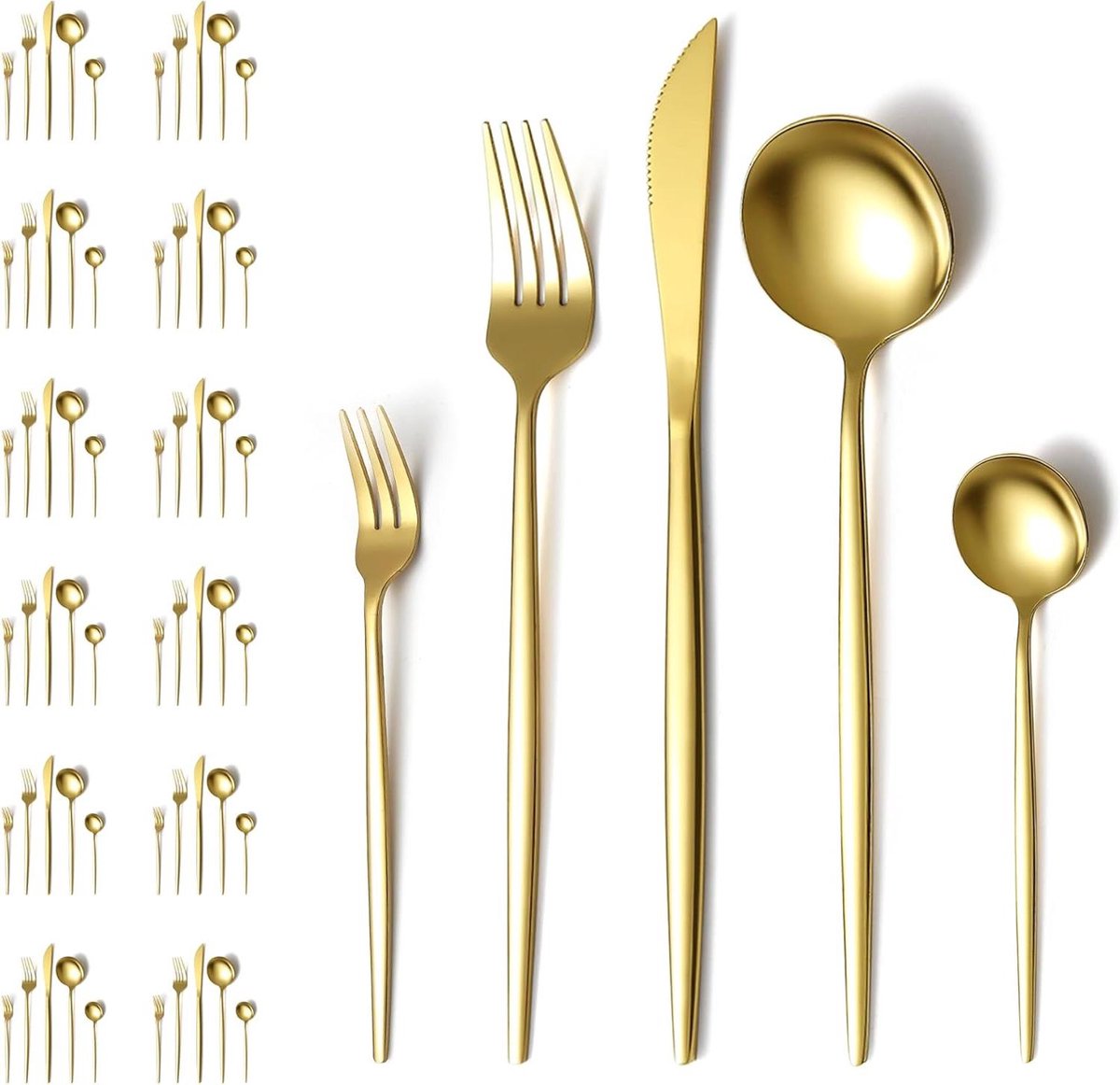 Bestek Set - Servies Onderdelen - Feestelijk Diner - Roestvrij Staal - 60 Delig - Goud