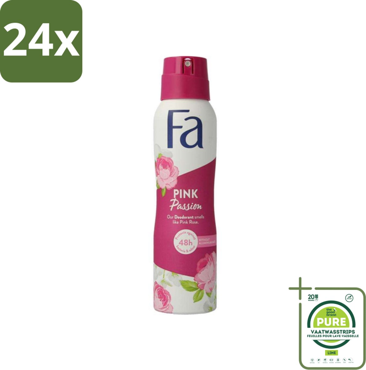FA - Pink Passion - Deodorant Spray - Roze Roos - 150 ml - Voordeelverpakking - 24 stuks - Deodorant - Roze Roos