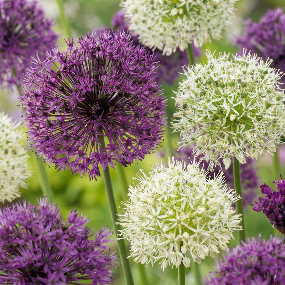 Green boutiQ - 160x Allium Purple - White Mix - Sierui paars-wit mix - Paars en Wit - Zomerbloeier - Bolmaat 10/12