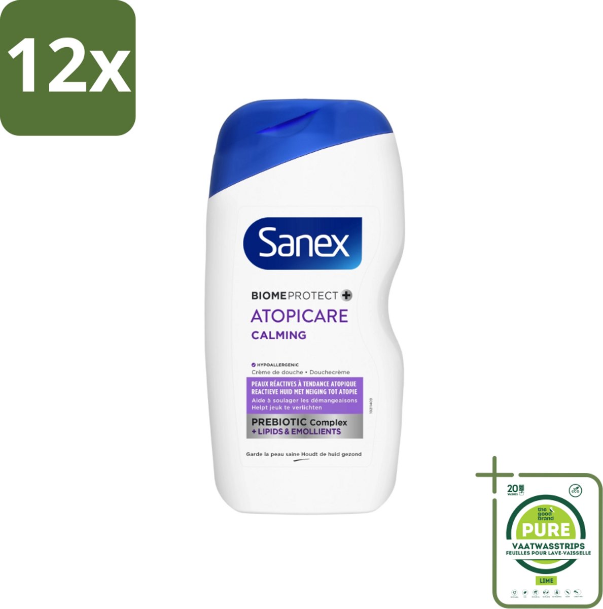 Sanex - BiomeProtect Dermo - Douchecrème - Reactieve Huid - 400 ml - Voordeelverpakking - 12 stuks - Sanex BiomeProtect - Douchecrème