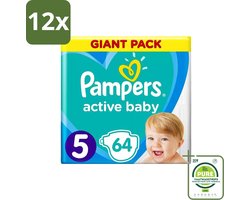 Pampers - Active Baby - Luiers - Maat 5 (11-16 kg) - Zachte Pasvorm - 64 Luiers - Voordeelverpakking - 12 stuks - Pampers Active Baby - Luiers maat 5