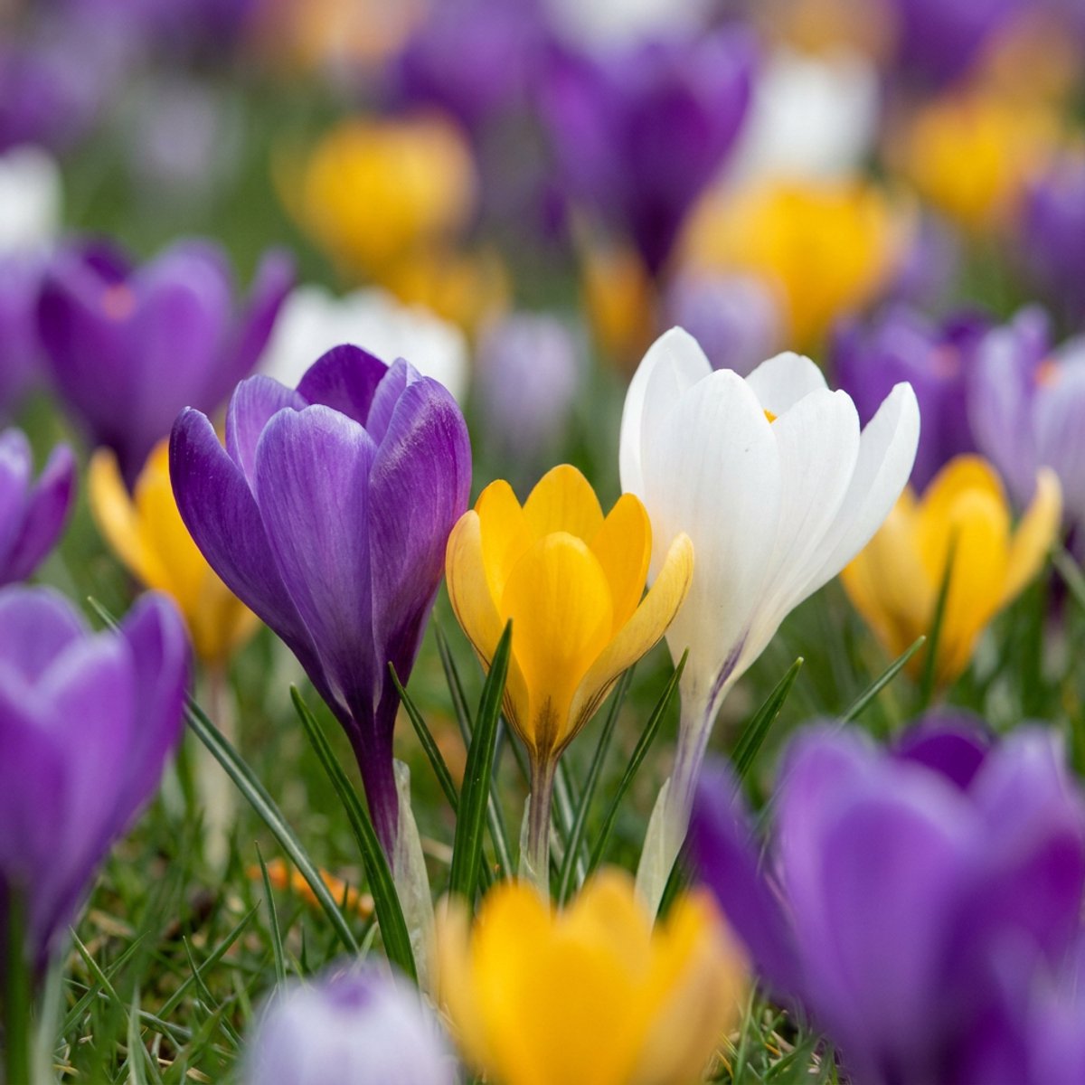 Green boutiQ - 70x Crocus mix - Gemengde krokussen - Diversen - Verwilderingsbol - Bolmaat 7/8