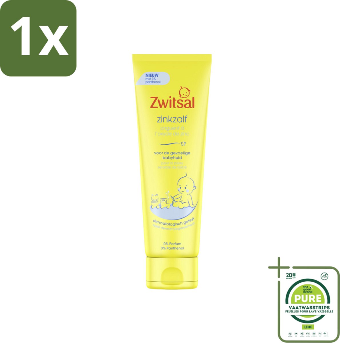 1 x Zwitsal 0% Parfum - Babyverzorging - Zinkzalf - Voor de Gevoelige Babyhuid - 100 ml - Babyhuid - Luieruitslag - Zinkzalf - Babyverzorging - Gevoelige Huid