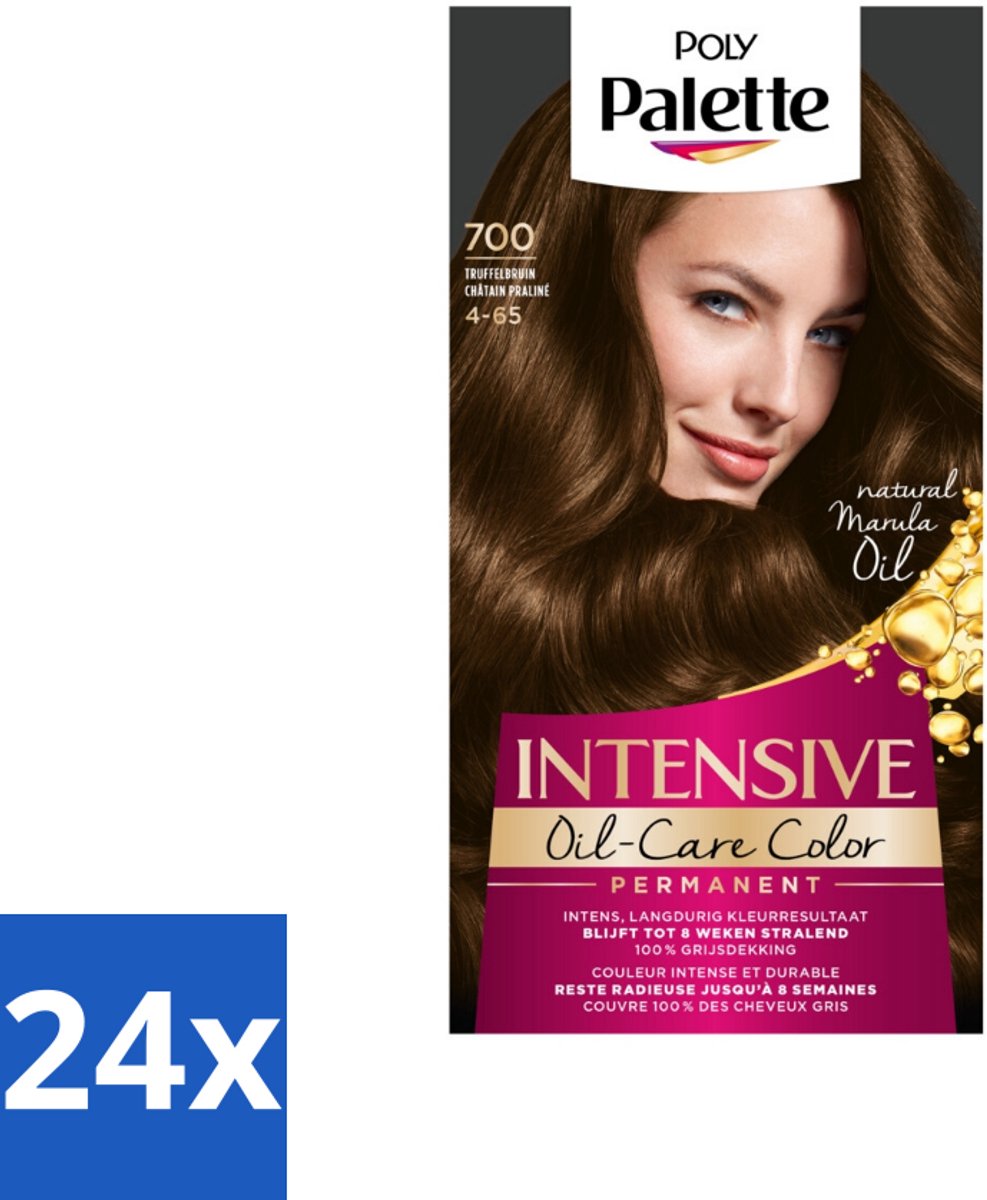 24 x Poly Palette - Haarverf - Truffel Bruin 700 - 115ml - Haarverf - Permanente Haarkleur - Bruine Haarkleur - Trufelbruin - Grijsdekking