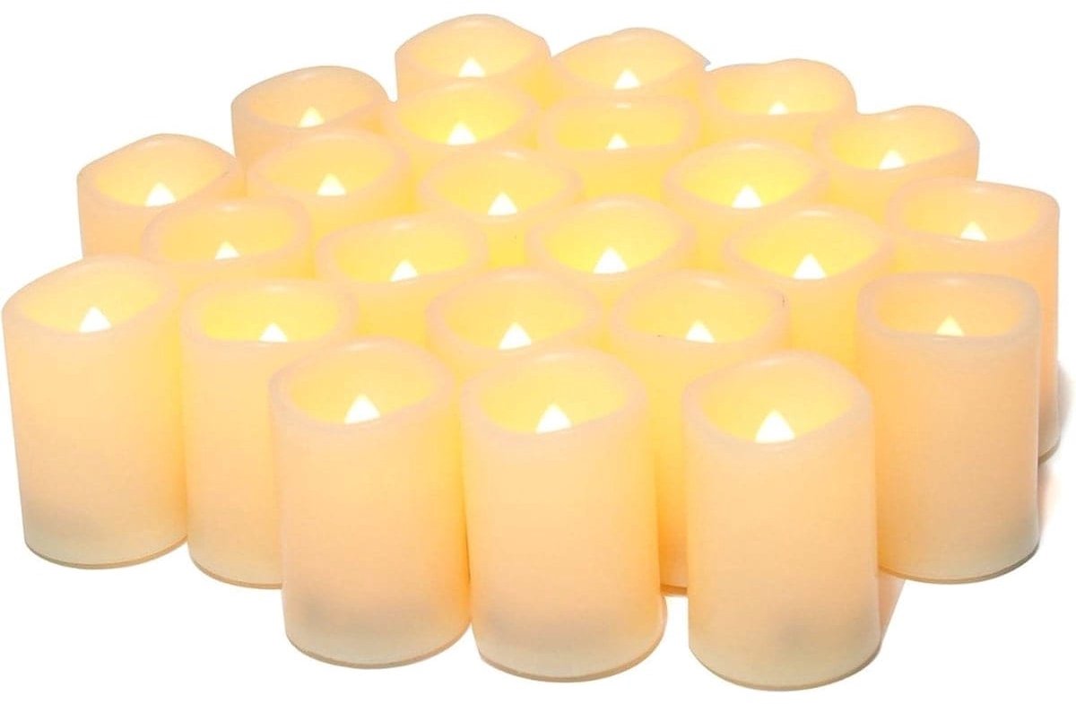 Klarven® LED Theelichtjes Wit - Veilig, Realistisch Flikkerlicht, 24 stuks - Ø 4 cm x H 5 cm