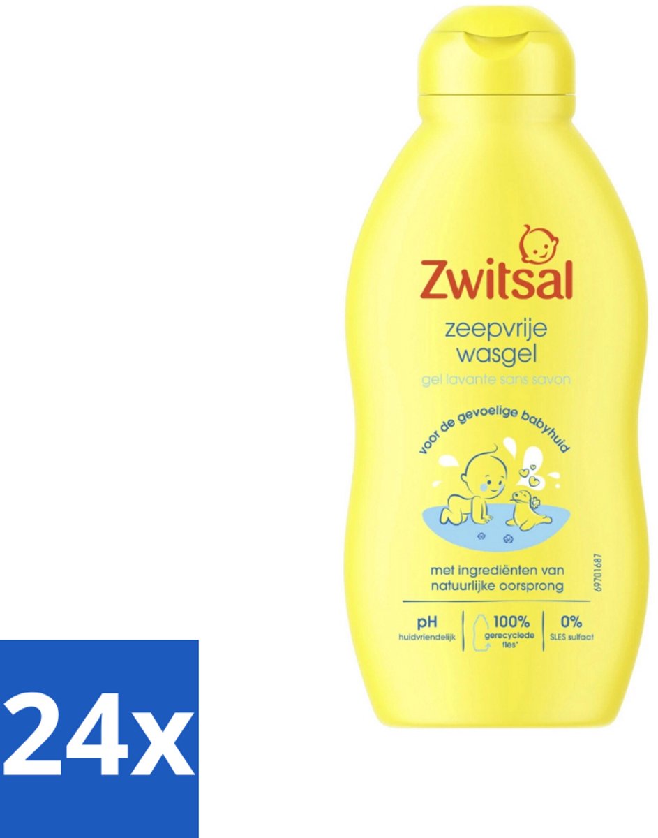 24 x Zwitsal - Babyverzorging - Zeepvrije Wasgel - Voor de Gevoelige Babyhuid - 200 ml - Babywasgel - Babyhuid - Gevoelige Babyhuid - Milde Reiniging - SLES-vrij