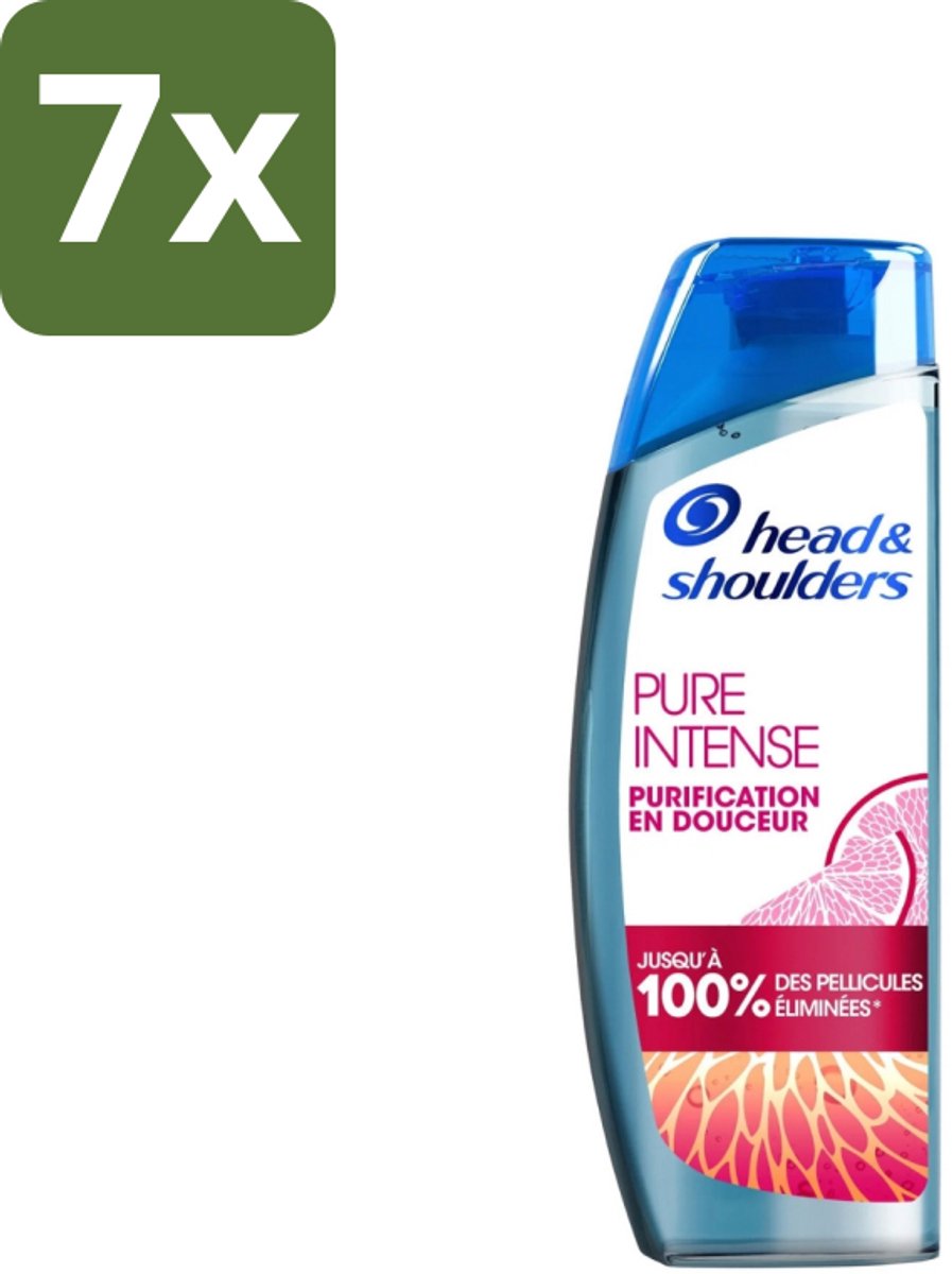 7 x Head & Shoulders - Anti-Roos Shampoo - Pure Intense - Grapefruit - 250 ml - Anti-roos Shampoo - Vet Hoofd - Schone Hoofdhuid - Roosvrij Haar - Grapefruit Geur