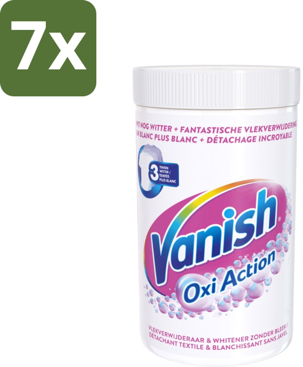 7 x Vanish Oxi Action - Vlekkenverwijderaar Poeder - Zonder Bleek - Witte Was - 1.5 Kg - Vlekverwijderaar - Witte Was - Poeder - Koud Water - Bleekvrij