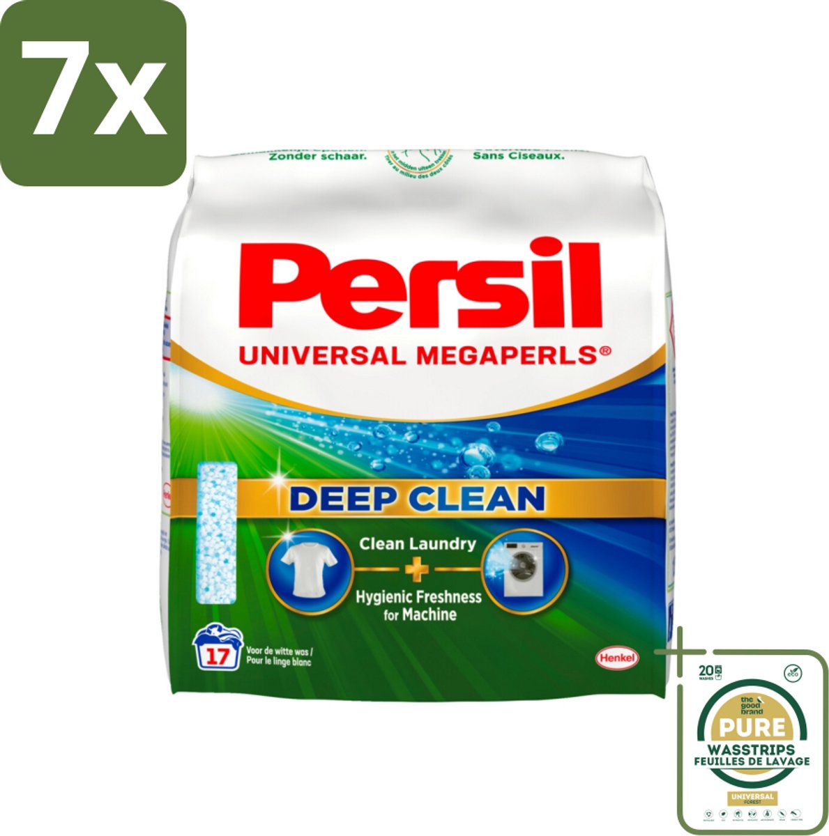 7 x Persil Waspoeder Megaperls Power 17 Wasbeurten 1,02 kg - Grootverpakking - Waspoeder - Was - Wasmiddel - Wasbeurten - Vlekverwijdering
