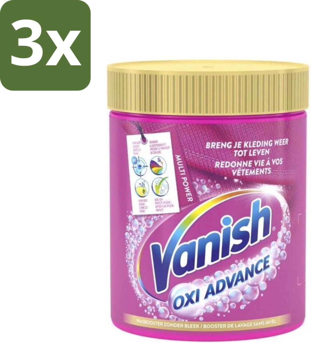 3 x Vanish Oxi Advance - Vlekkenverwijderaar Poeder - Zonder Bleek - Gekleurde Was - 840 Gram - Vlekkenverwijderaar - Wasbooster - Kleuroverdracht - Geurneutraliseren - Hygiëne