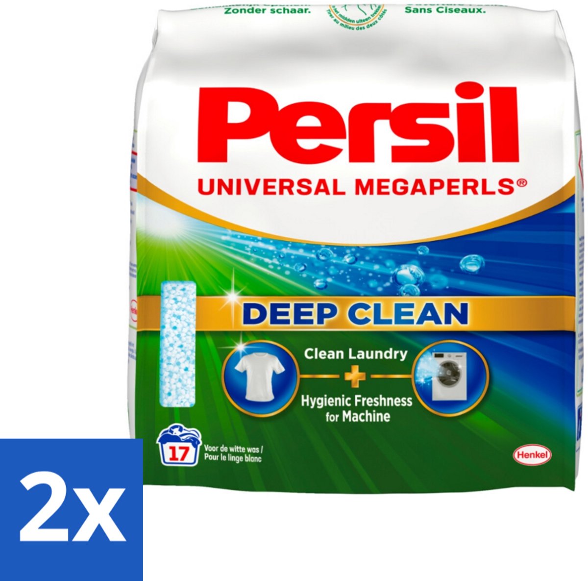 2 x Persil Waspoeder Megaperls Power 17 Wasbeurten 1,02 kg - Waspoeder - Wasmiddel - Vlekkenverwijderaar - Kleurbehoud - Wasverzorging