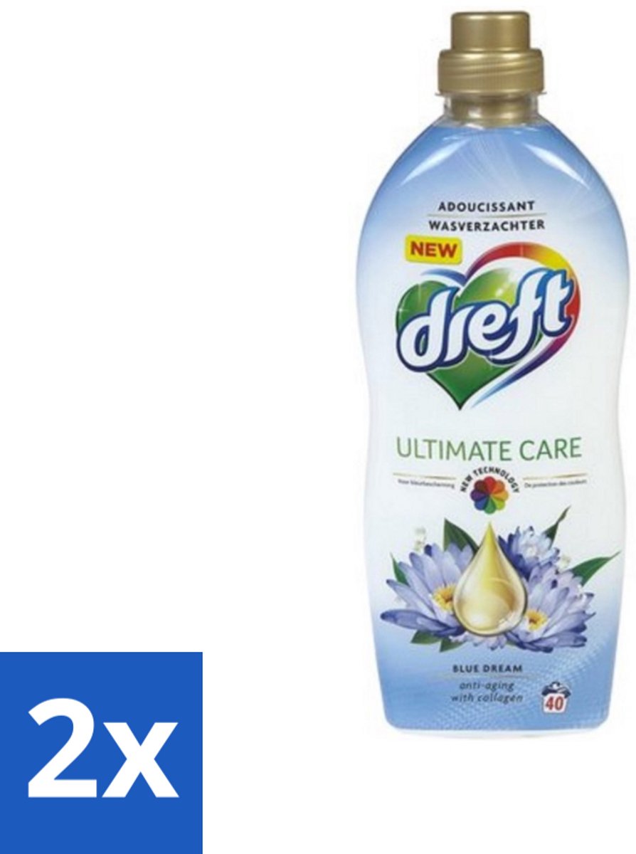 2 x Dreft - Wasverzachter - Gekleurde Was - Blauwe Droom - Anti-Veroudering - 40 Wasbeurten - Wasverzachter - Wasmiddel - Kleurbescherming - Anti-aging - Collageen