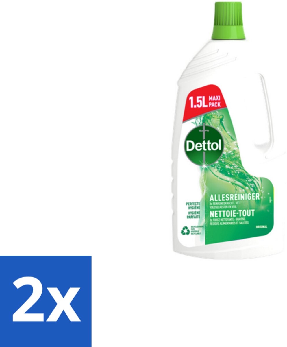 2 x Dettol Original - Allesreiniger - Perfecte Hygiëne - 1.5L - Allesreiniger - Schoonmaakmiddel - Hygiëne - Schoonmaak - Glans