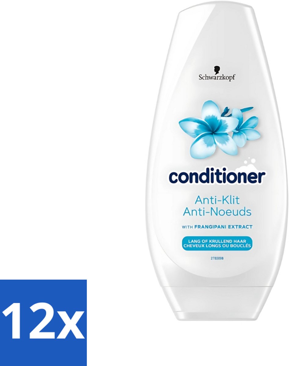 Schwarzkopf - Conditioner - Anti-Klit - Lang of Krullend haar - 250ml - Voordeelverpakking - 12 stuks
