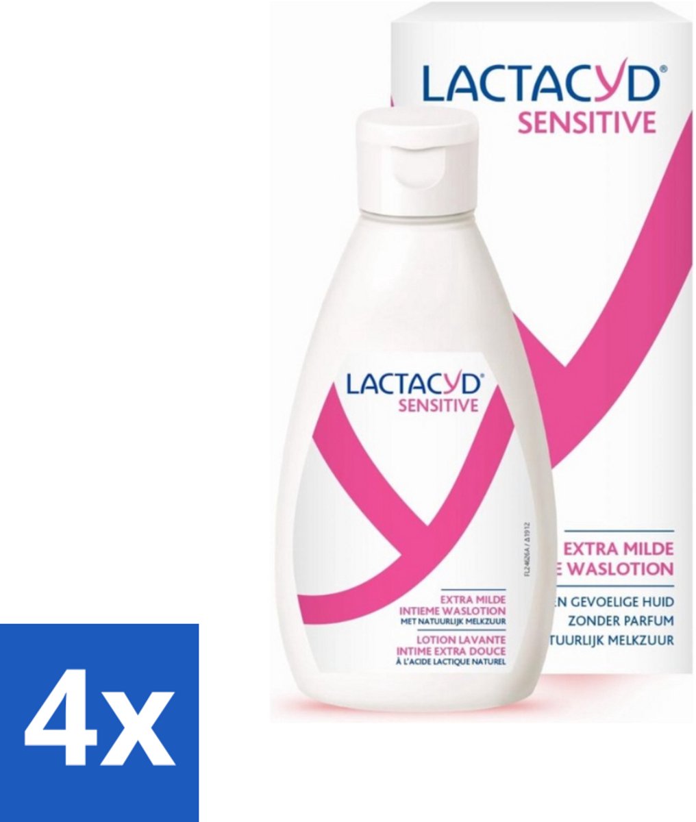 Lactacyd Sensitive - Intieme Waslotion - Extra Gevoelig - Met Natuurlijk Melkzuur - 300 ml - Voordeelverpakking - 4 stuks