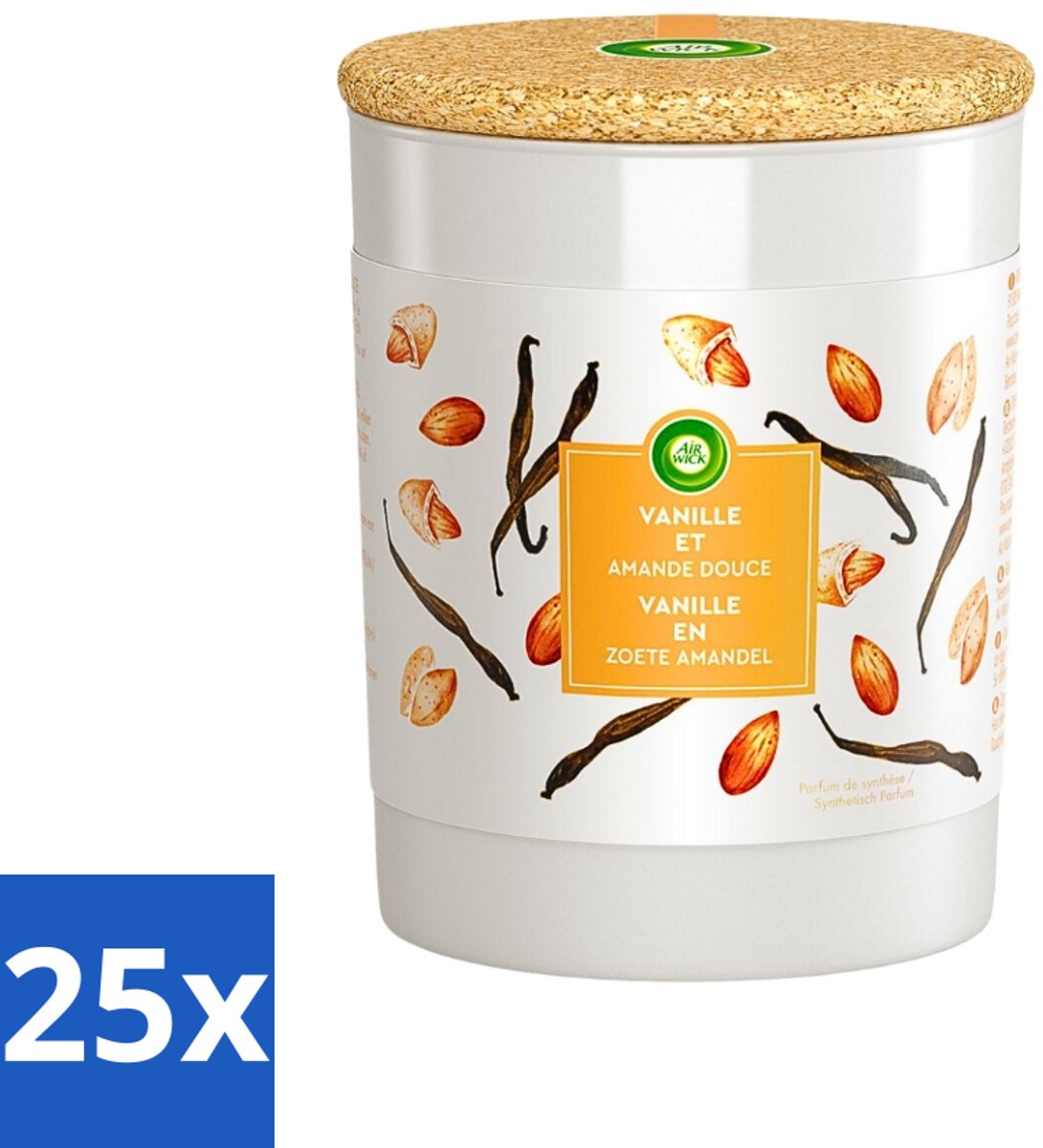 Air Wick - Geurkaars - Vanille & Zoete Amandel - 35 Uur Brandduur - Bulkverpakking - 25 stuks