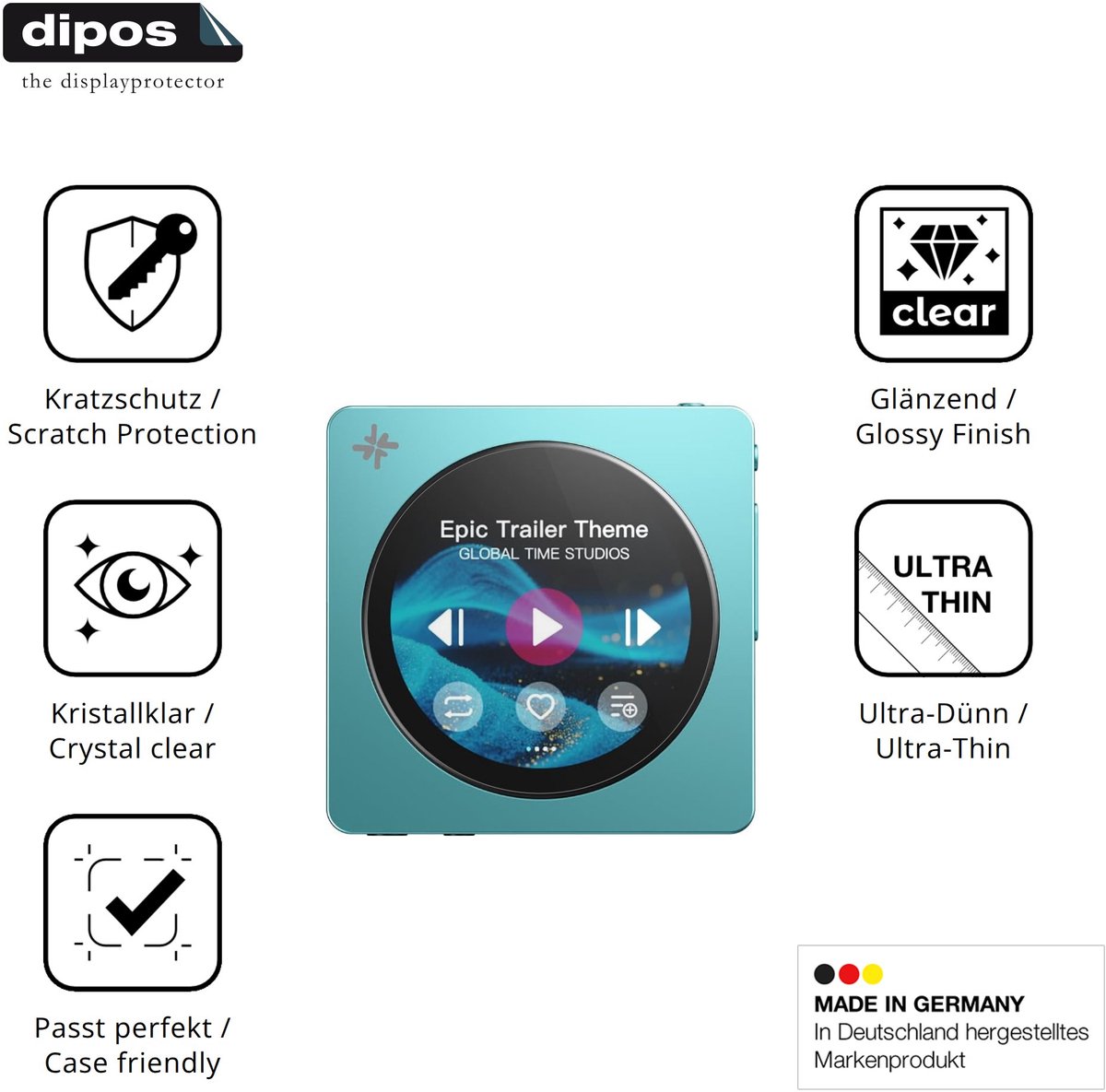 dipos – 4x Beschermfolie geschikt voor FiiO DISC | Krasbestendige & heldere Screenprotector Ultra-Thin