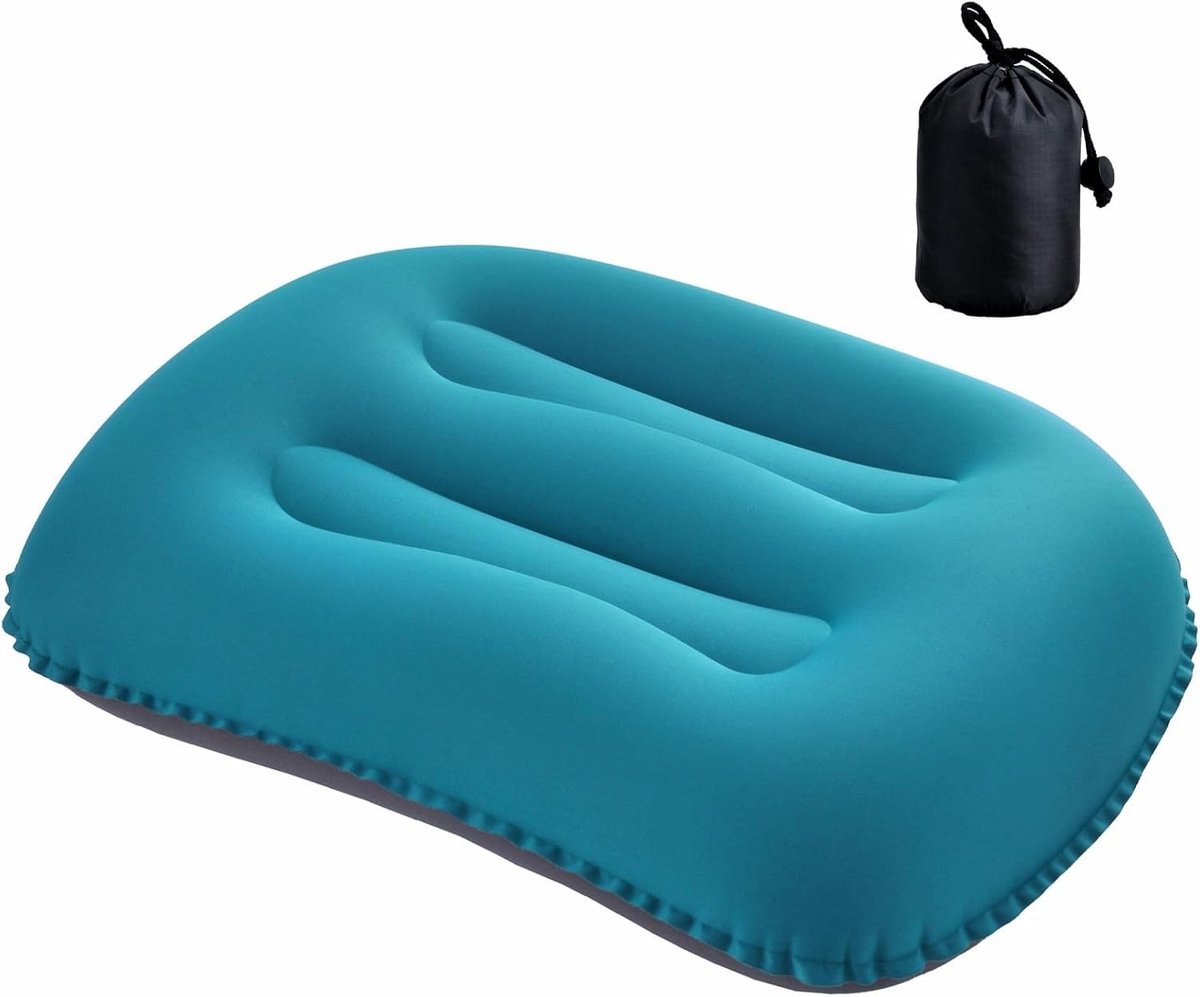 Opvouwbaar en Draagbaar Strandkussen - Pauw Blauw - 46 x 30 cm - Opblaasbaar en Lichtgewicht - Voor Buitenactiviteiten