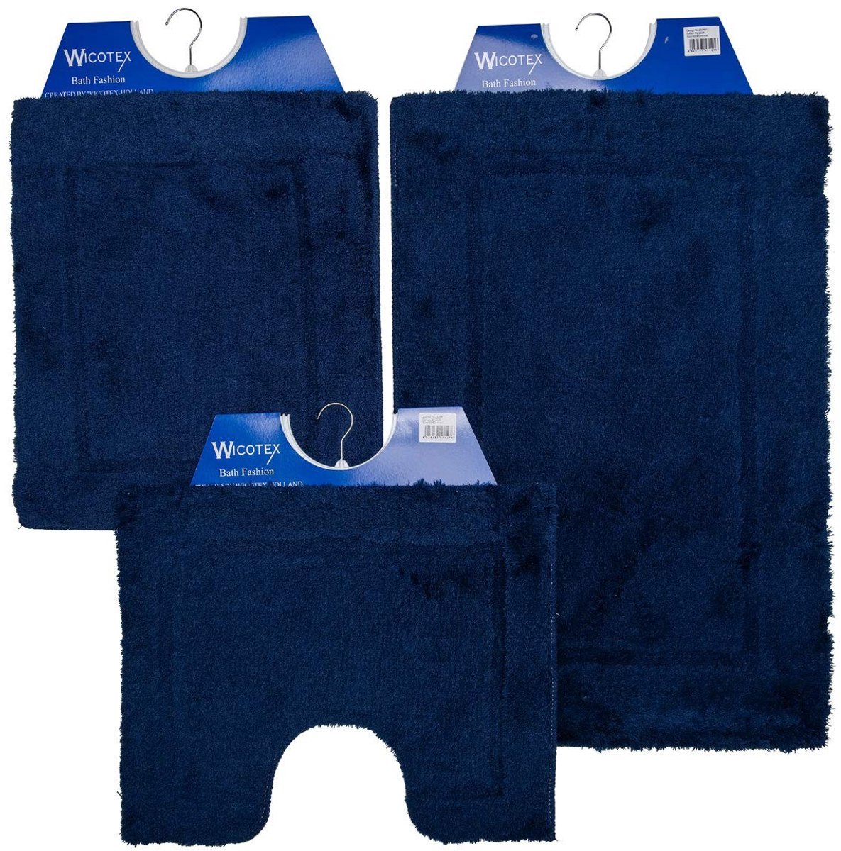 Solidchoice - Badmat Set met Toiletmat en Bidetmat in Blauw met Antislip