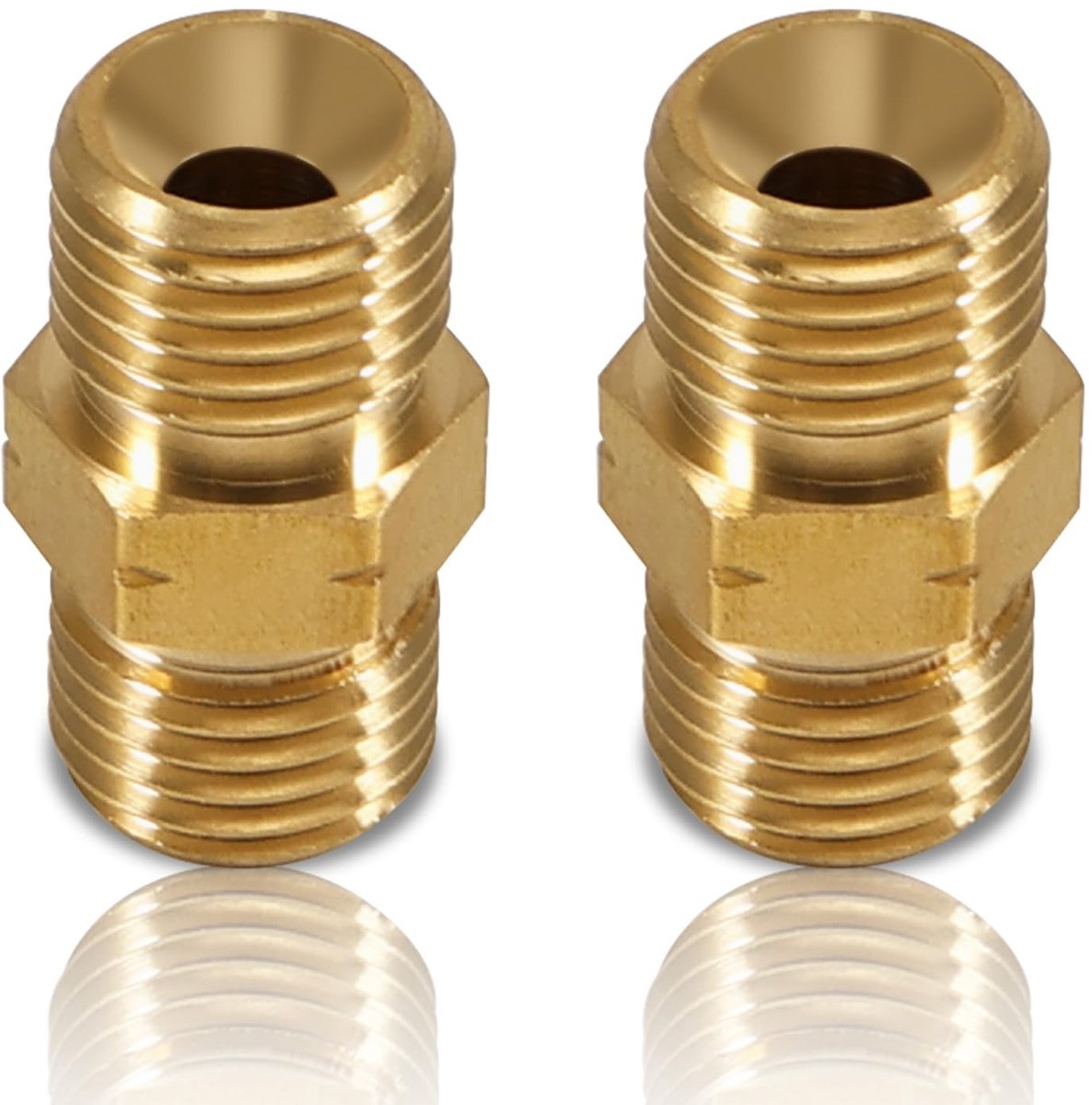 Solidchoice - Set van 2 Messing Gasaansluitingen met Links Draaiende Schroefdraad