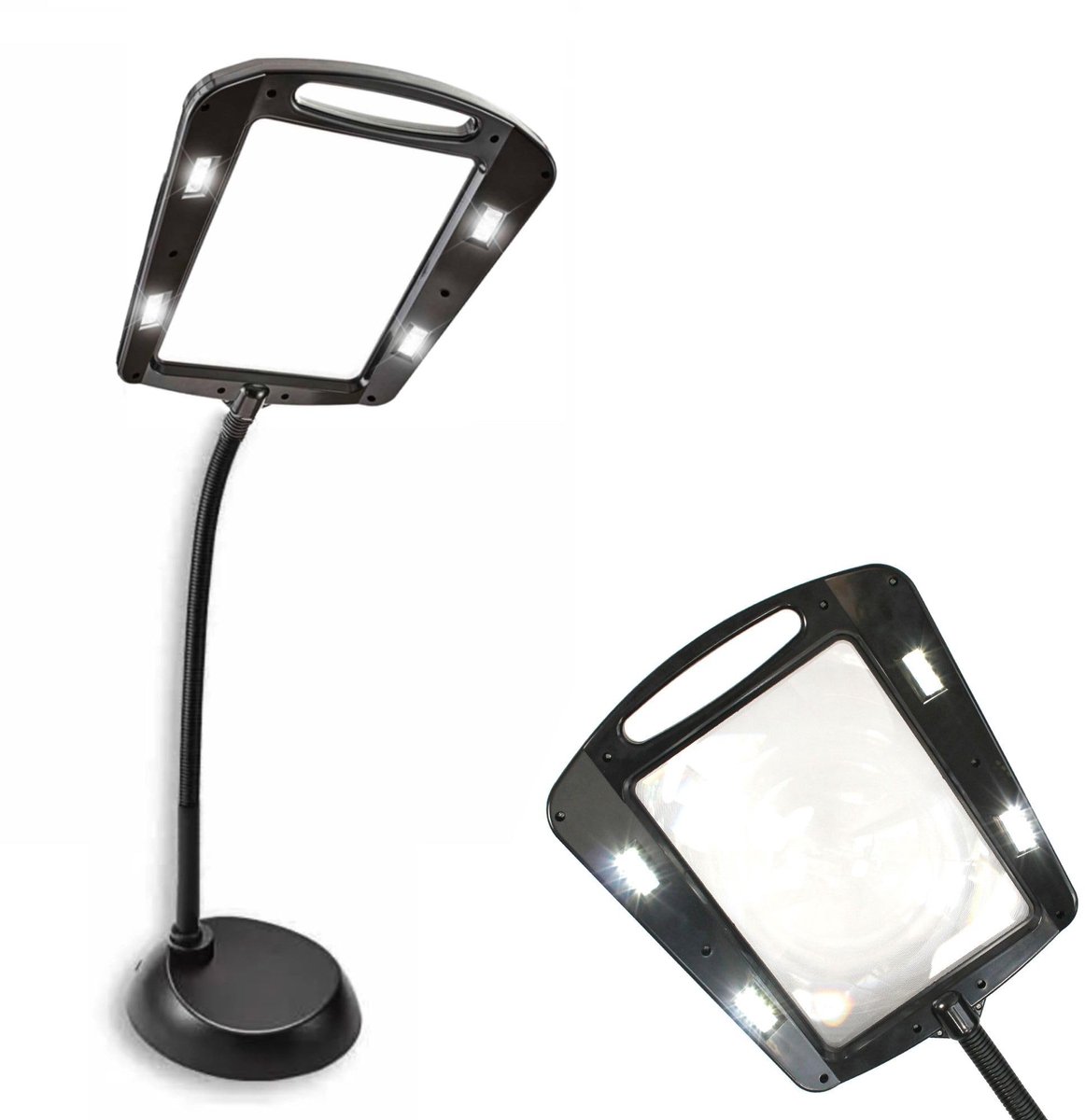 Solidchoice - Staand Vergrootglas met 12 LED's – 5x Vergroting – 160 cm – Flexibele Arm voor Lezen en Hobby
