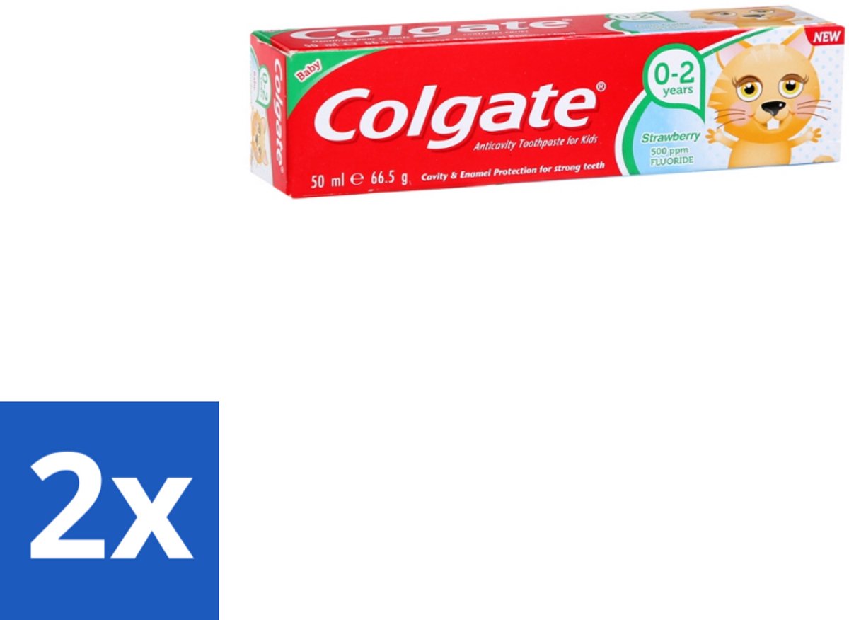 2 x Colgate - Aardbeismaak - Kindertandpasta - Voor 0 tot 2 jaar oud - 50ml - Baby Tandpasta - Kindertandpasta - Aardbeismaak - Tandenpoetsen Voor Kinderen - Gaatjes Voorkomen