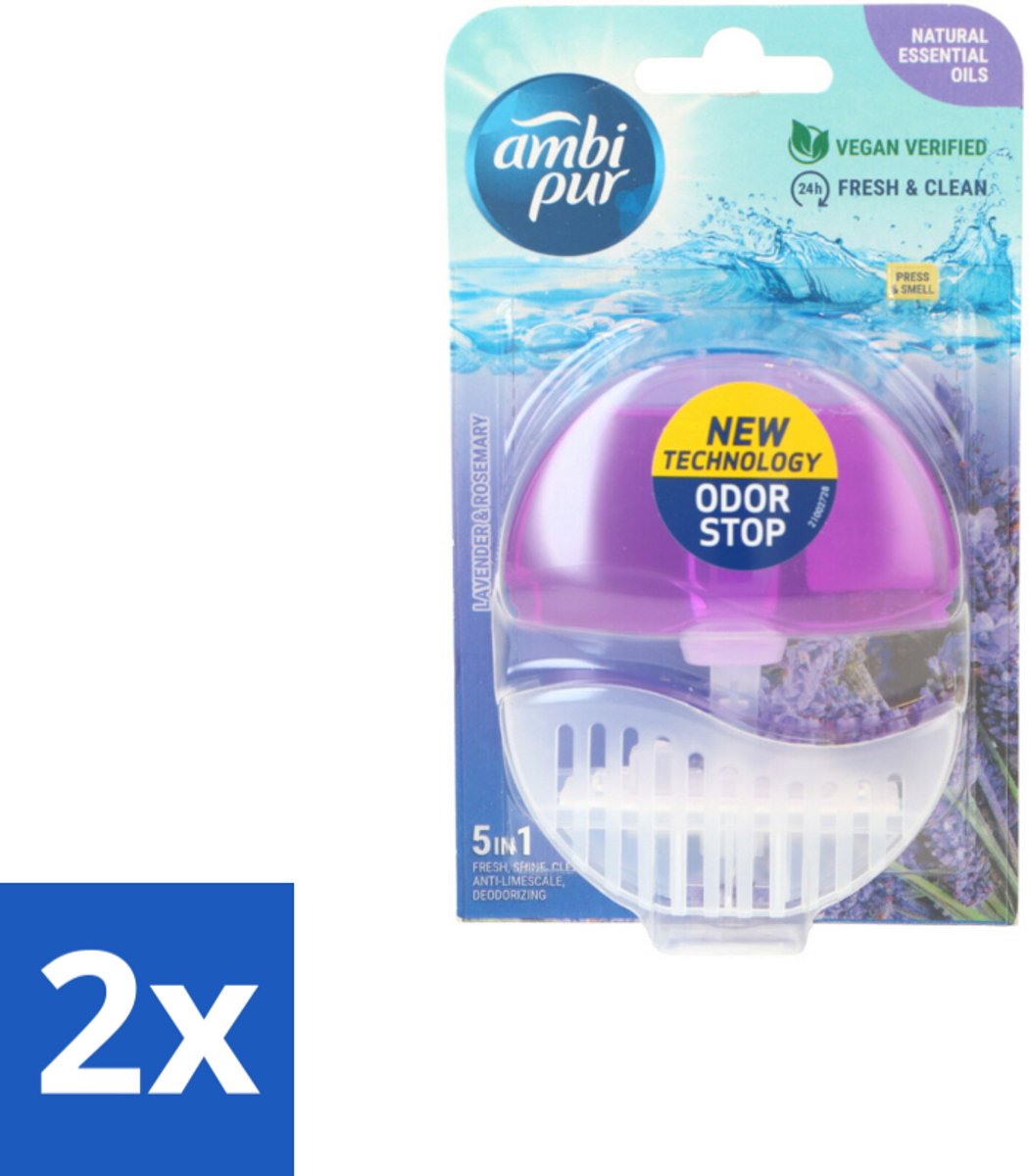 2 x Ambi Pur Toiletblok Starterkit 5in1 Lavender & Rosemary - Toiletblok - Toiletpot - Frisheid - Reiniging - Geur