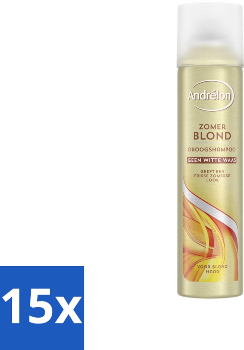 15 x Andrélon Droogshampoo Zomer Blond 245 ml - Zomerblond - Droogshampoo - Blond Haar - Vet Absorberend - Fris Haar