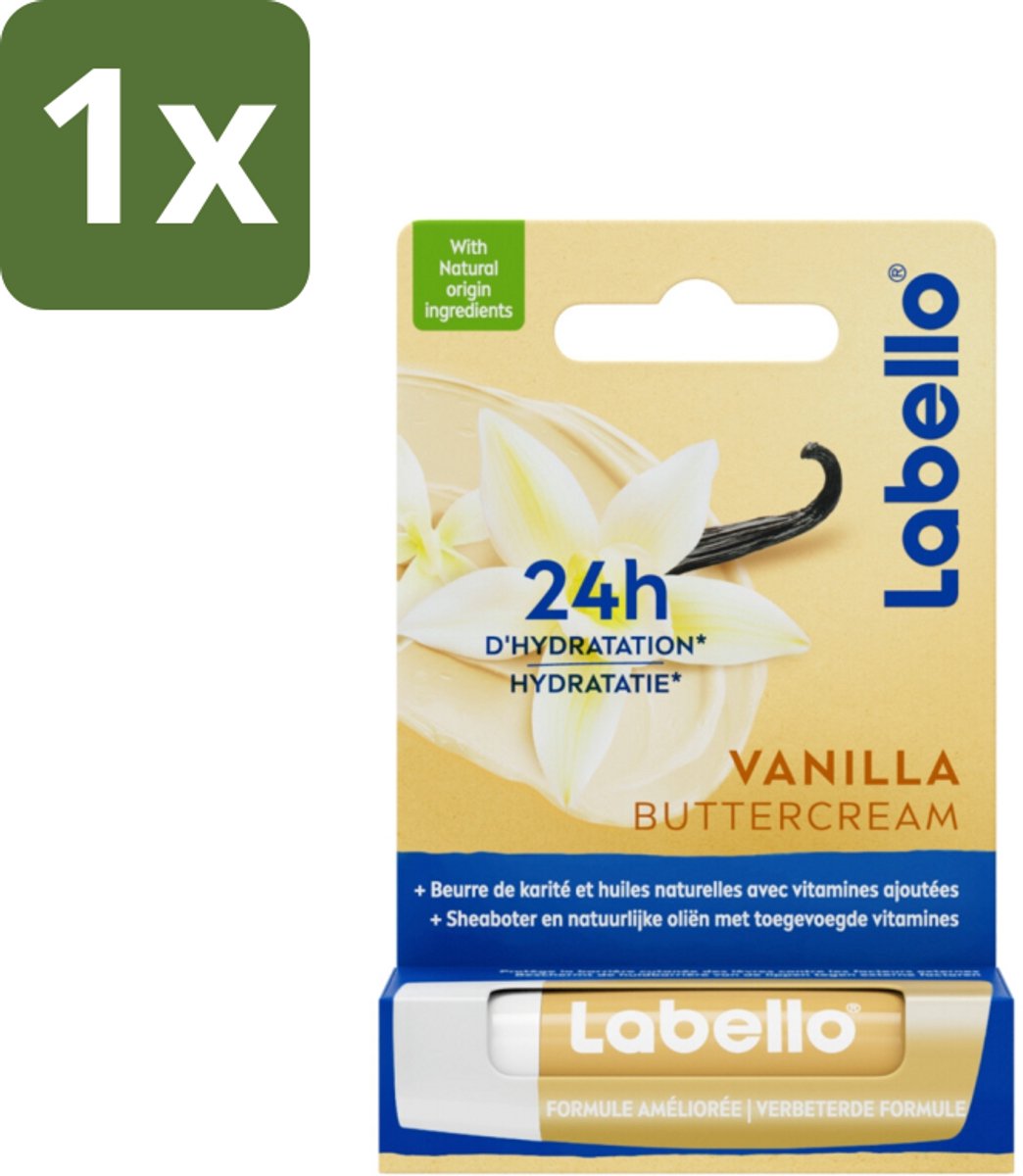 1 x Labello Lippenbalsem Vanilla Buttercream 4.8 gr - Lippenbalsem - Vanille - Hydratatie - Sheaboter - Lippen Verzorging
