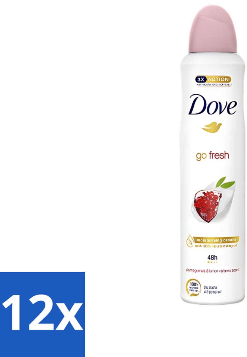 Dove - Deodorant - Spray Go Fresh - Granaatappel - Fruitige geur - 250 ml - Voordeelverpakking - 12 stuks