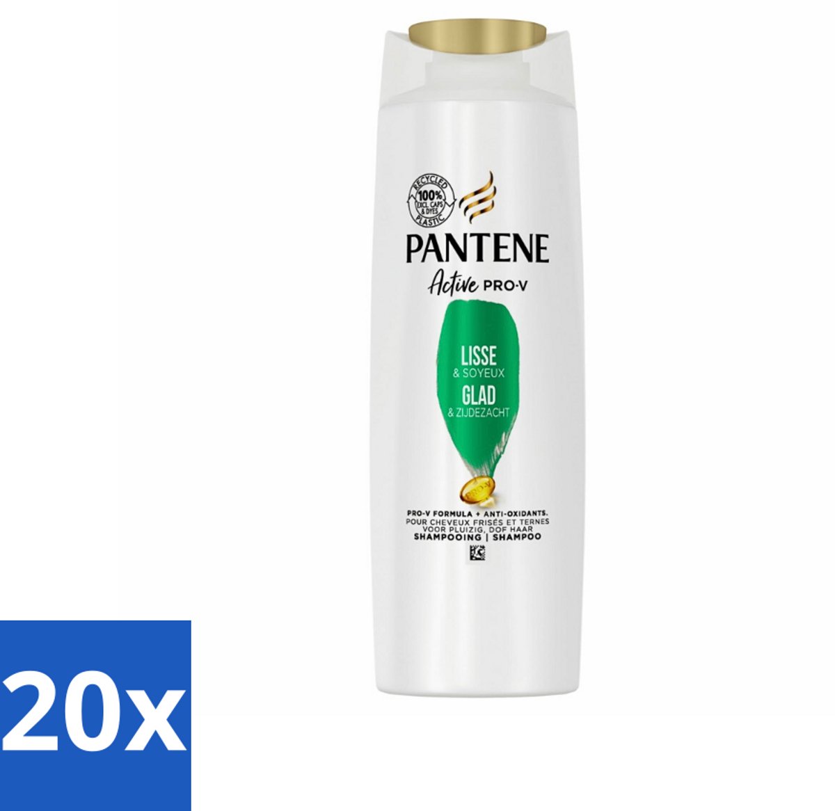 20 x Pantene - Shampoo - Glad & Zijdezacht - Voedt en Versterkt - Voor Pluizig Haar - 225 ml - Pluis - Droog Haar - Zijdezacht Haar - Haar Verzorging - Haar Voeding