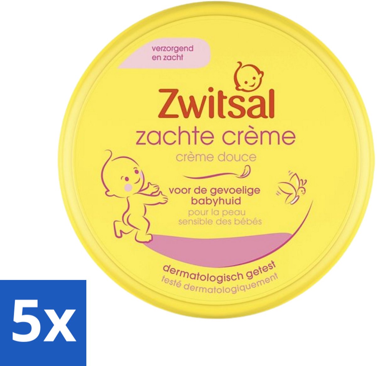5 x Zwitsal - Zachte Crème - Babyverzorging - Huidvriendelijke pH - Hydraterend - 200 ml - Baby Crème - Babyhuid Verzorging - Hydraterende Crème - Vitamine E Crème - Huidvriendelijke Crème