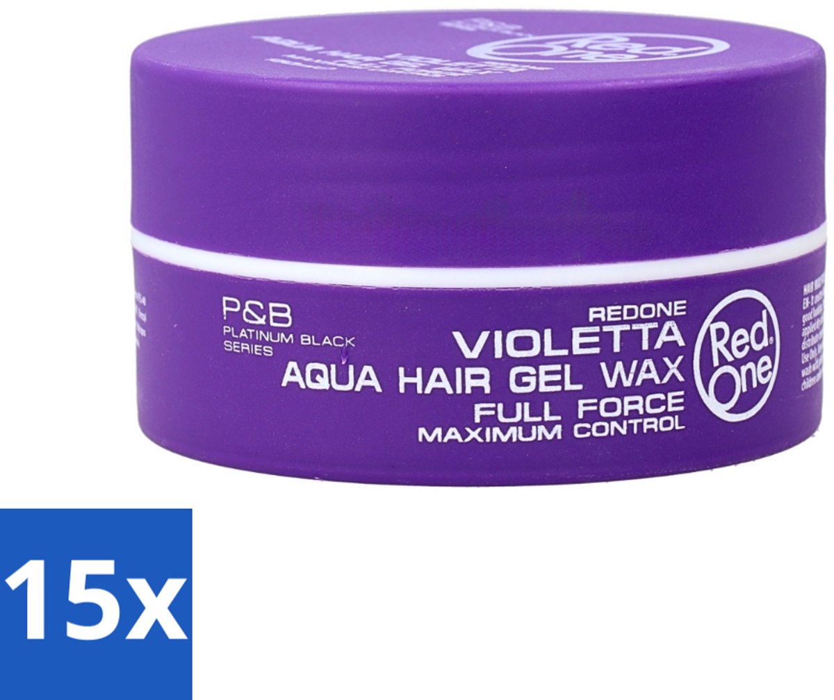 Red One - Haarwax - Quicksilver - Aqua Hair Gel Wax - Voor Sterke Hold & Glans - 150 ml - Bulkverpakking - 15 stuks