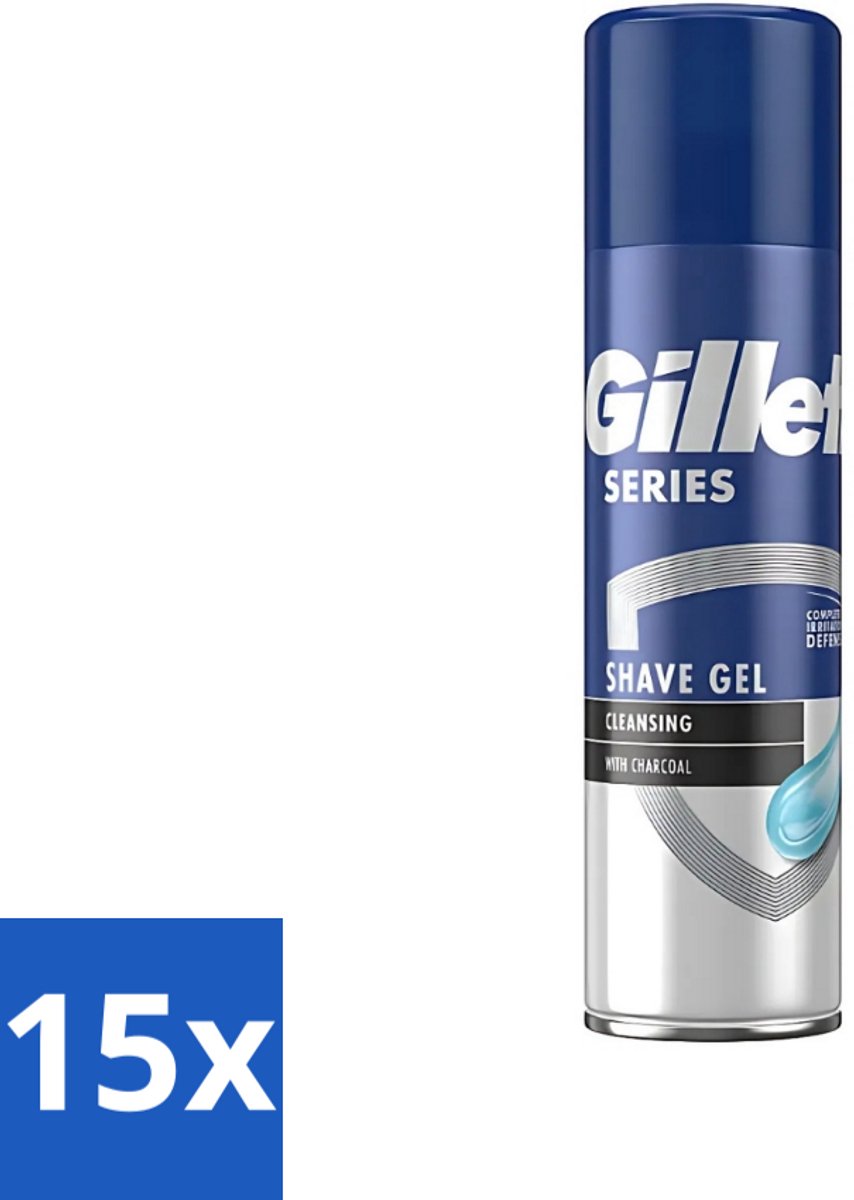 Gillette Series - Scheergel - Cleansing - Charcoal - Verfrissend en reinigend - 200 ml - Bulkverpakking - 15 stuks