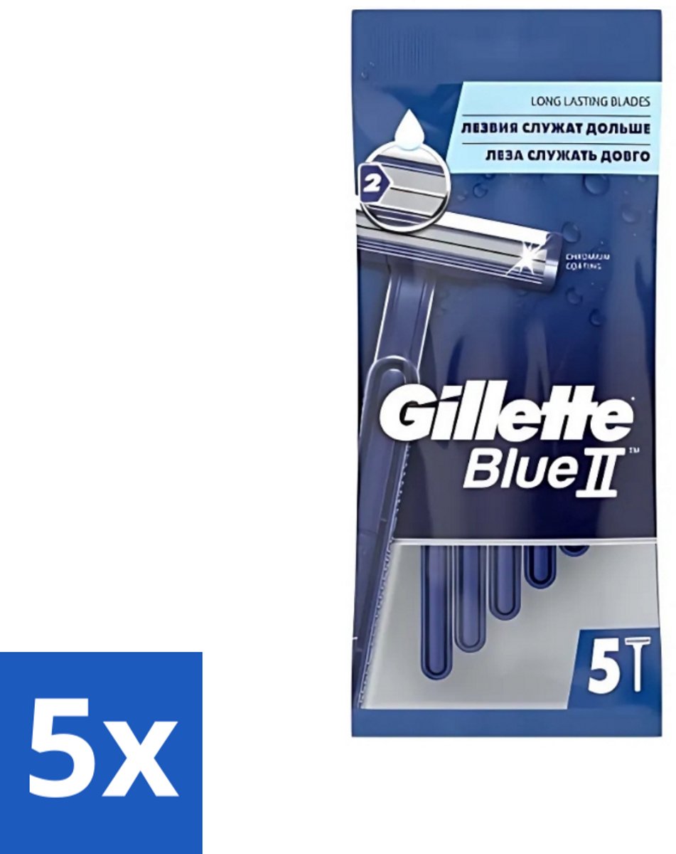 Gillette - Blue II - Wegwerpscheermesjes - Precisie & Comfort - 5 Scheermesjes - Bulkverpakking - 5 stuks