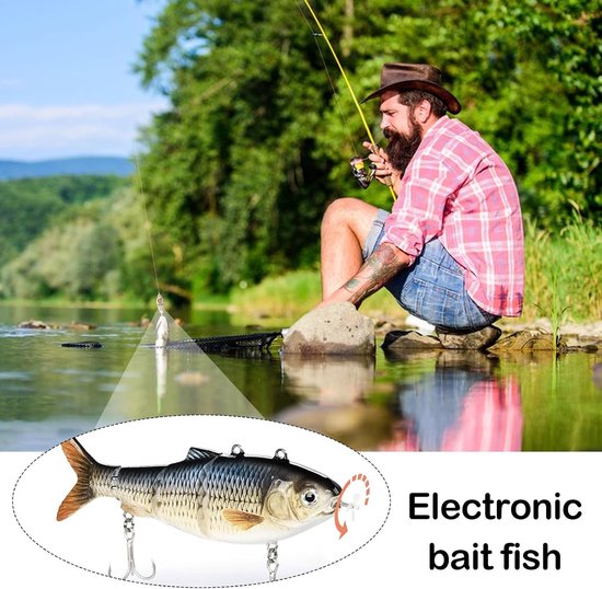 Multigelenkige elektrische visaas van 13 cm voor snoek met groene LED-verlichting, oplaadbaar en ideaal voor het vissen op grote vissen — afbeelding 3