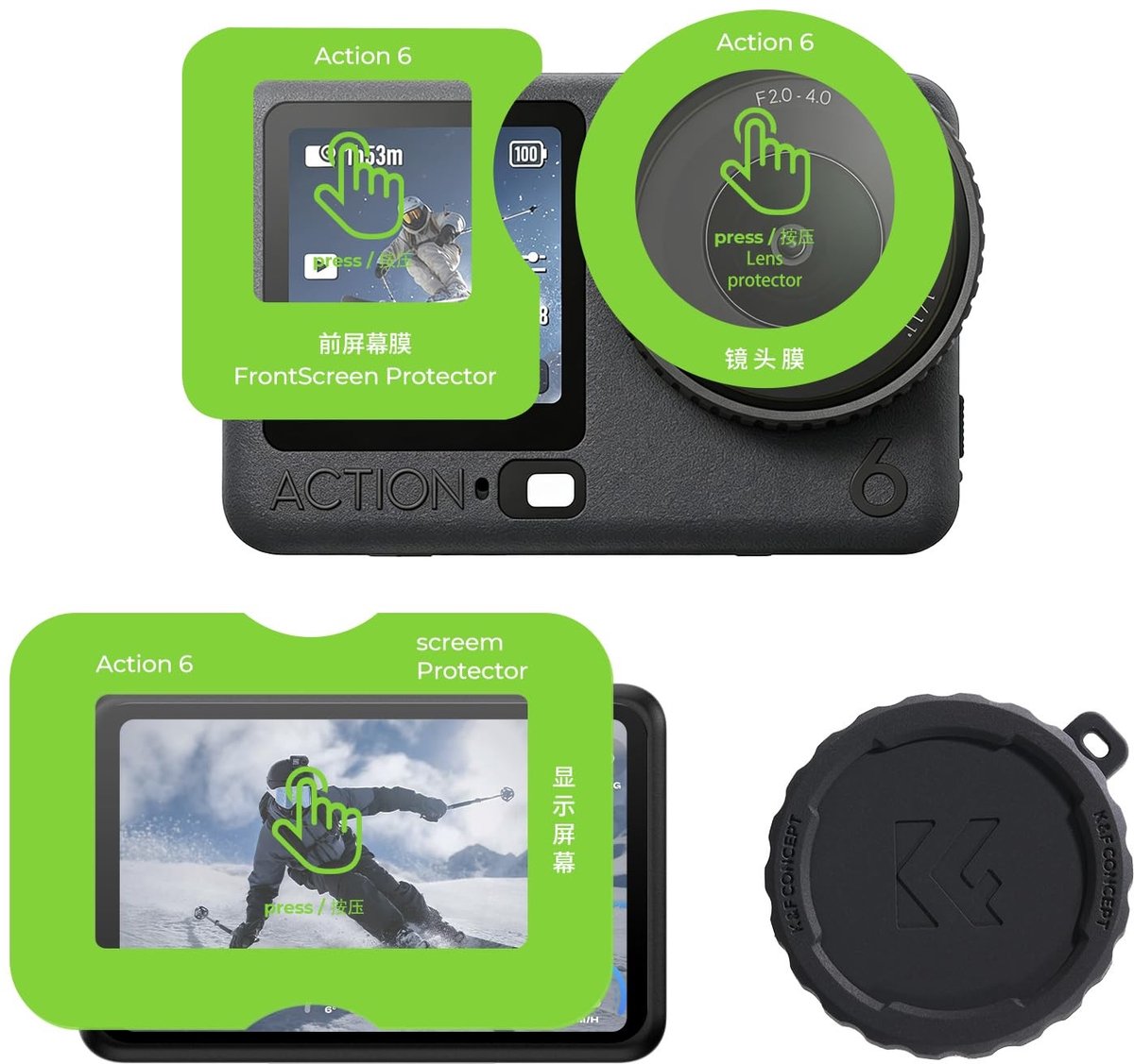Elzusha - Anti-Reflectie Screen Protector voor Actiecamera