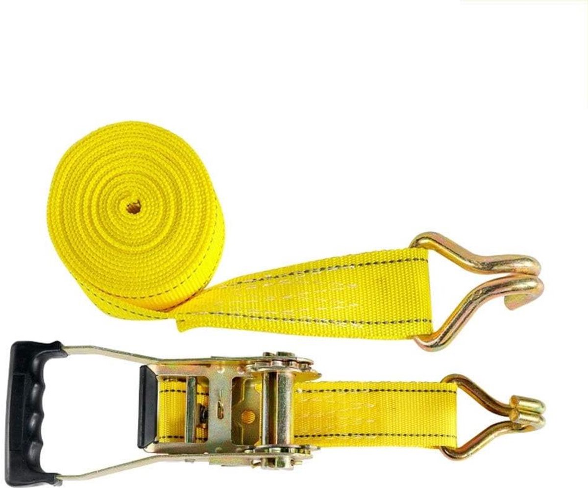 Ratelbanden set - Spanbanden zware lasten - Vastzetten van lading - Snelontgrendeling - 5 cm breed - Geel