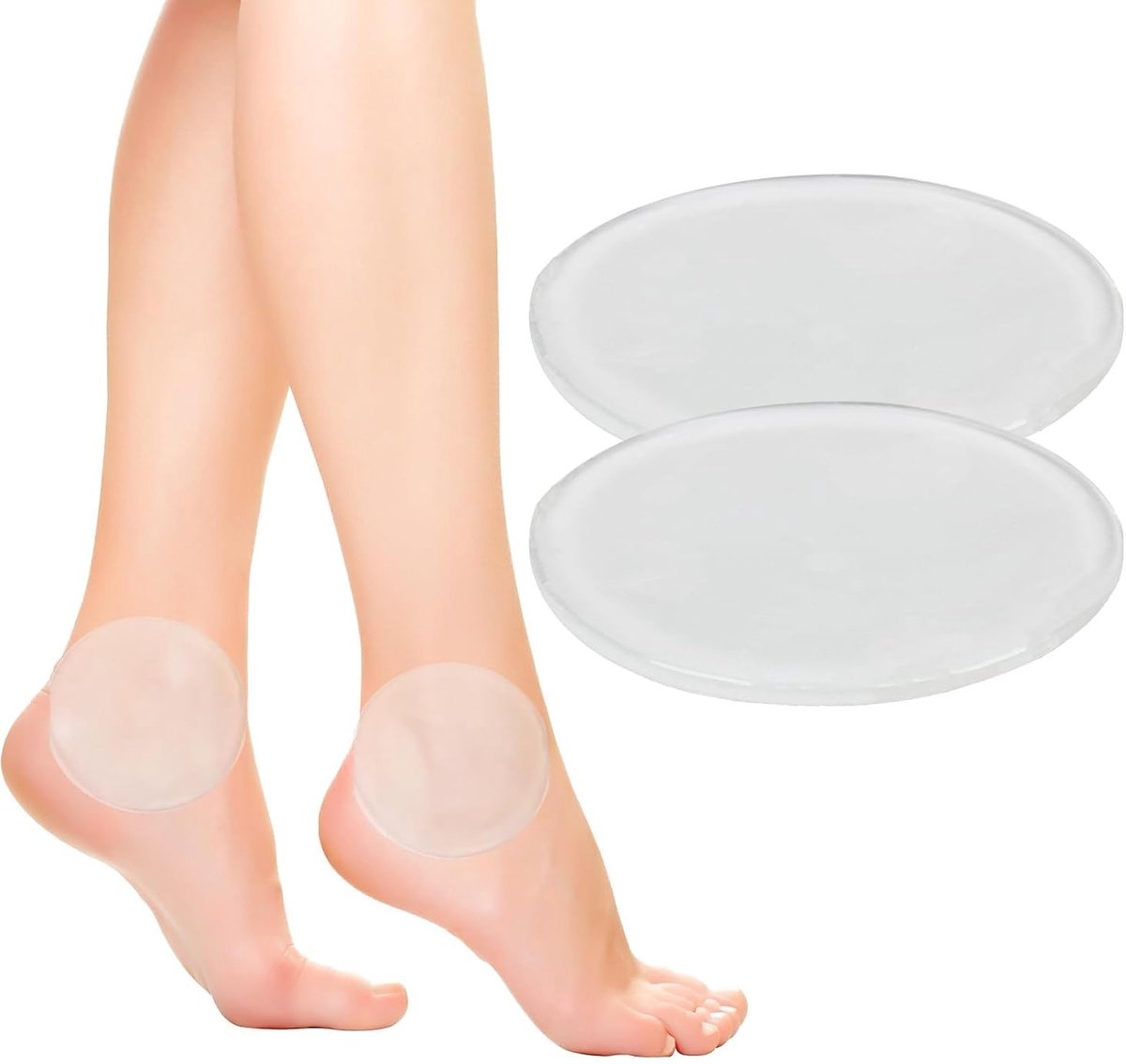 Enkelbandages van siliconen voor sport en dagelijks gebruik, 1 paar transparante enkelbescherming tegen wrijvingspijn, ideaal voor hardlopers, wandelaars en werkenden, 6,5 x 6,5 cm