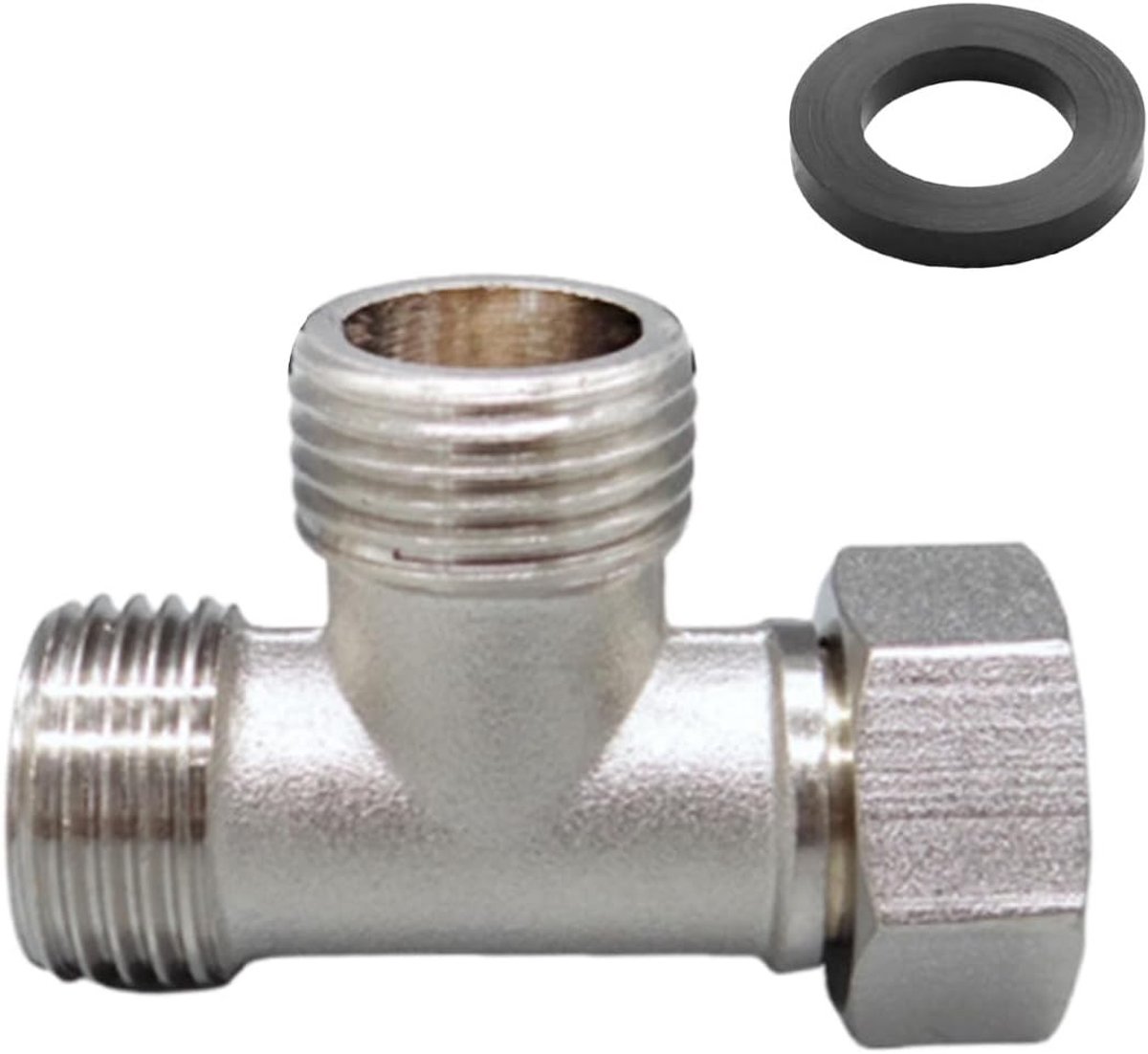 T-socket met 3 aansluitingen - Universele T-adapter voor toilet, wasmachine en keukenkraan - 1.2 cm rechte verbindingen
