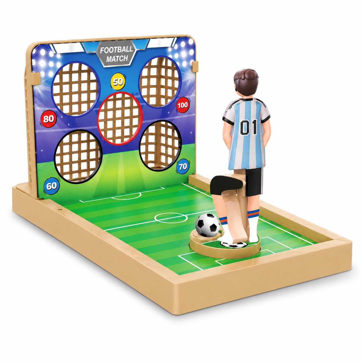 SEZGoods Kick & Score – Voetbal Schietspel voor Kinderen – Tafelvoetbal Behendigheidsspel – 5 Scoredoelen – Mik & Scoor
