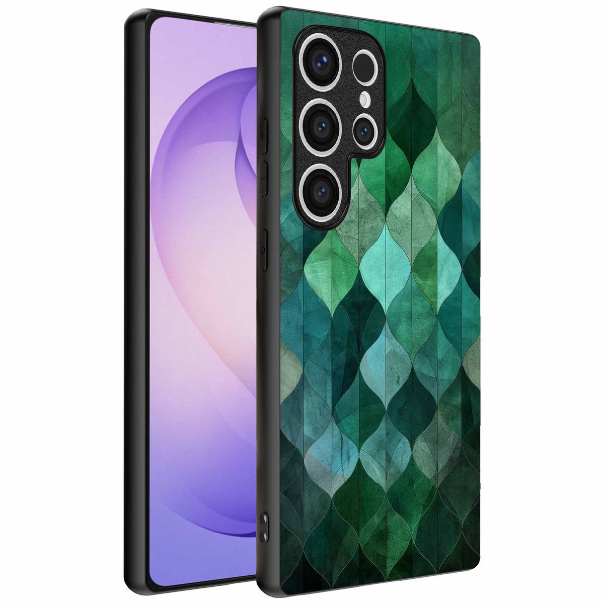 Geschikt voor Samsung Galaxy S26 Ultra Telefoonhoesje met Groene Bladeren Opdruk - TPU Backcover Case Green Leafs Design - Groen - Smartphonica geschikt voor Samsung Galaxy S26 Ultra
