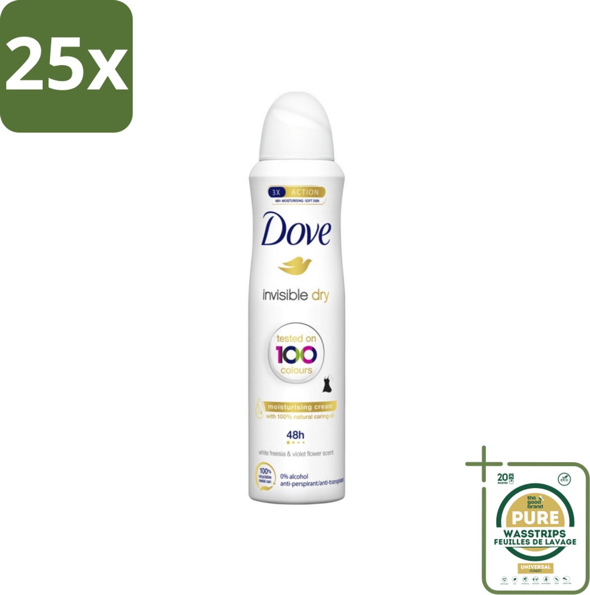 25 x Dove - Deodorant - Spray Invisible Dry - Onzichtbare bescherming - 250 ml - Grootverpakking - Onze Zichtbare Vlekken - Onzichtbare Frisheid - Deodorant Spray - Zweet En Geur Bescherming - 250 Ml Deodorant